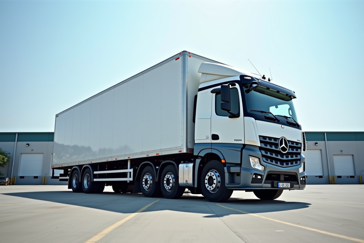 Camion de 20m3 en extérieur dans une zone industrielle