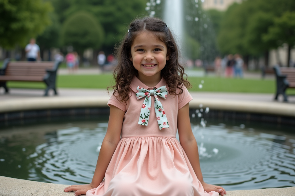 Fille souriante assise près d