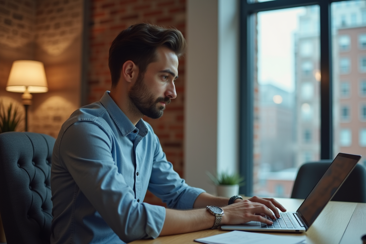 Homme d'affaires en coworking lors d'une formation marketing